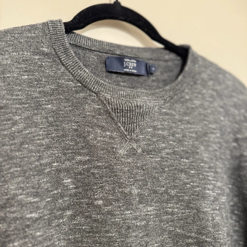 J Crew Sweater Gray Cotton Long‎ Sleeve Crew Neck Pullover Men's L Minimalist
